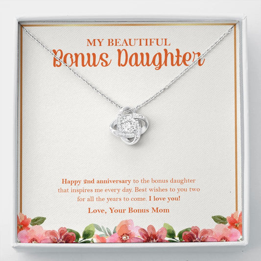 You Inspires Me Everyday love knot necklace front