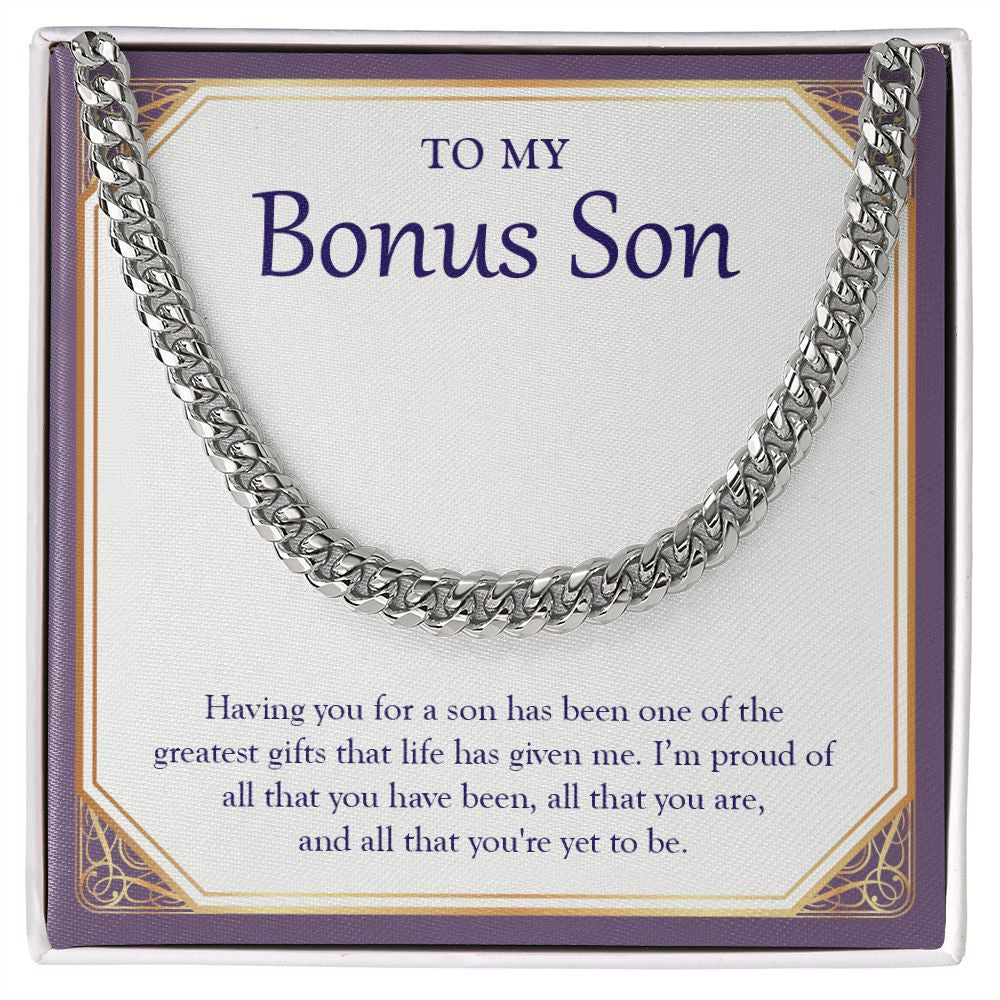 The Greatest Gift Of Life cuban link chain silver front
