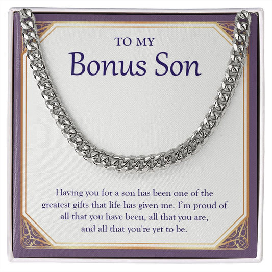 The Greatest Gift Of Life cuban link chain silver front