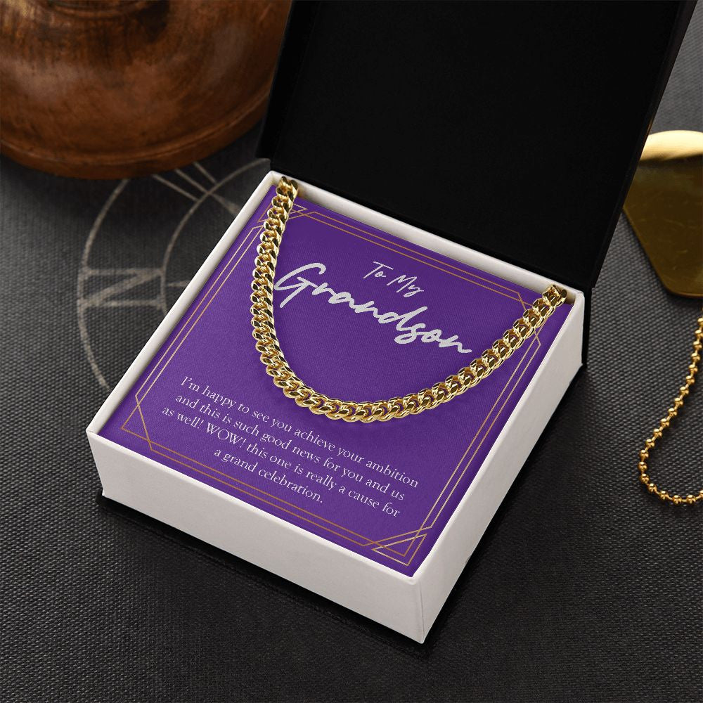 Achieve Your Ambition cuban link chain gold box side view
