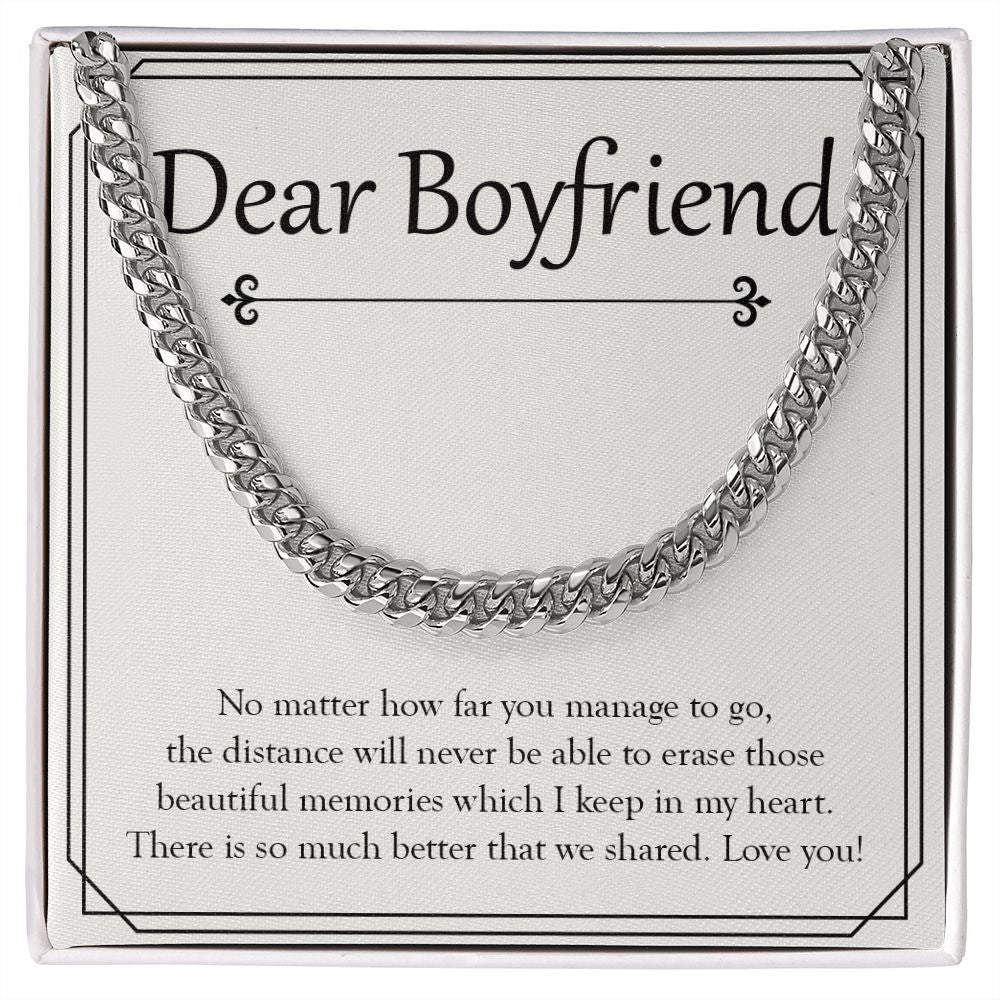 Beautiful Memories In My Heart cuban link chain silver front