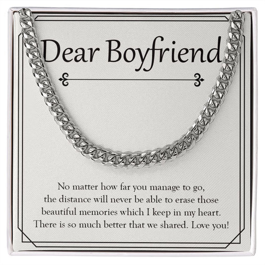 Beautiful Memories In My Heart cuban link chain silver front