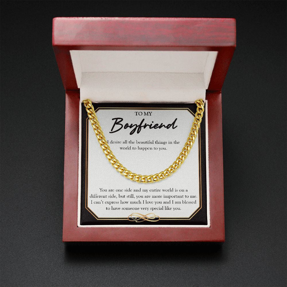More Important To Me cuban link chain gold mahogany box led
