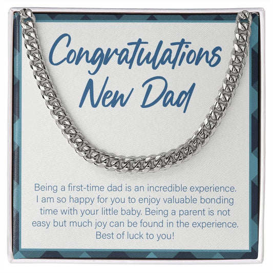 Enjoy Valuable Bonding Time cuban link chain silver front