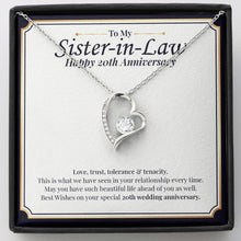 Load image into Gallery viewer, Love, Trust, Tolerance forever love silver necklace front
