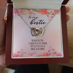 Because Of You interlocking heart necklace luxury led box hand holding