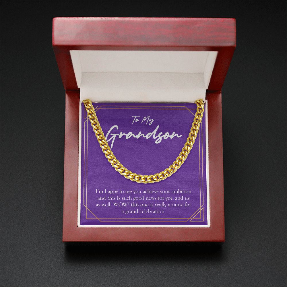 Achieve Your Ambition cuban link chain gold mahogany box led