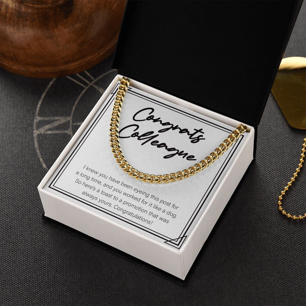 Worked For Like A Dog cuban link chain gold box side view
