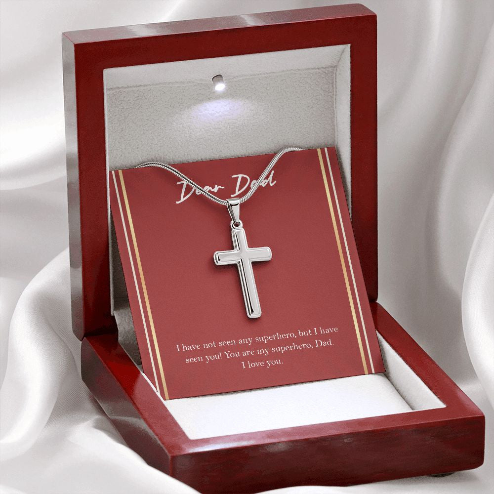 You Are My Superhero stainless steel cross premium led mahogany wood box