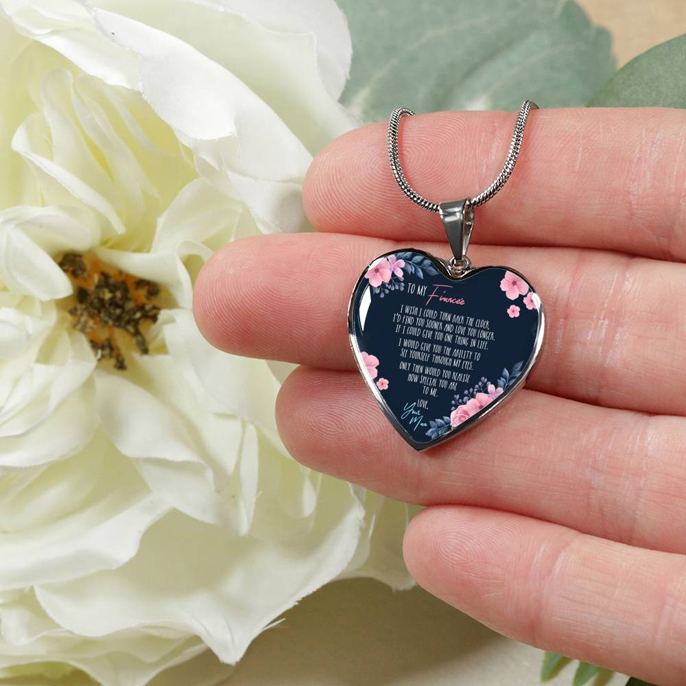 Turn Back The Clock - Gift For Fiancee Heart Pendant Necklace