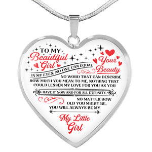 No One Equal To You - To My Daughter Heart Pendant Necklace