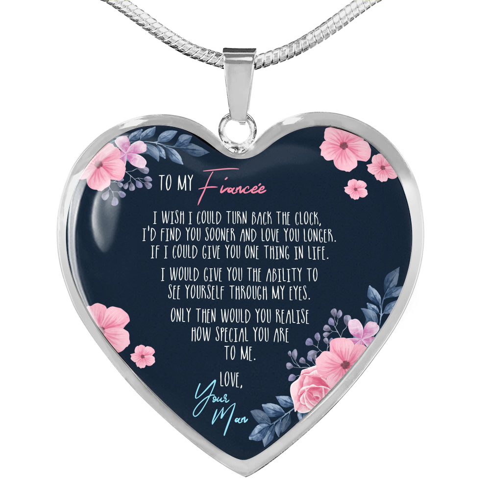 Turn Back The Clock - Gift For Fiancee Heart Pendant Necklace