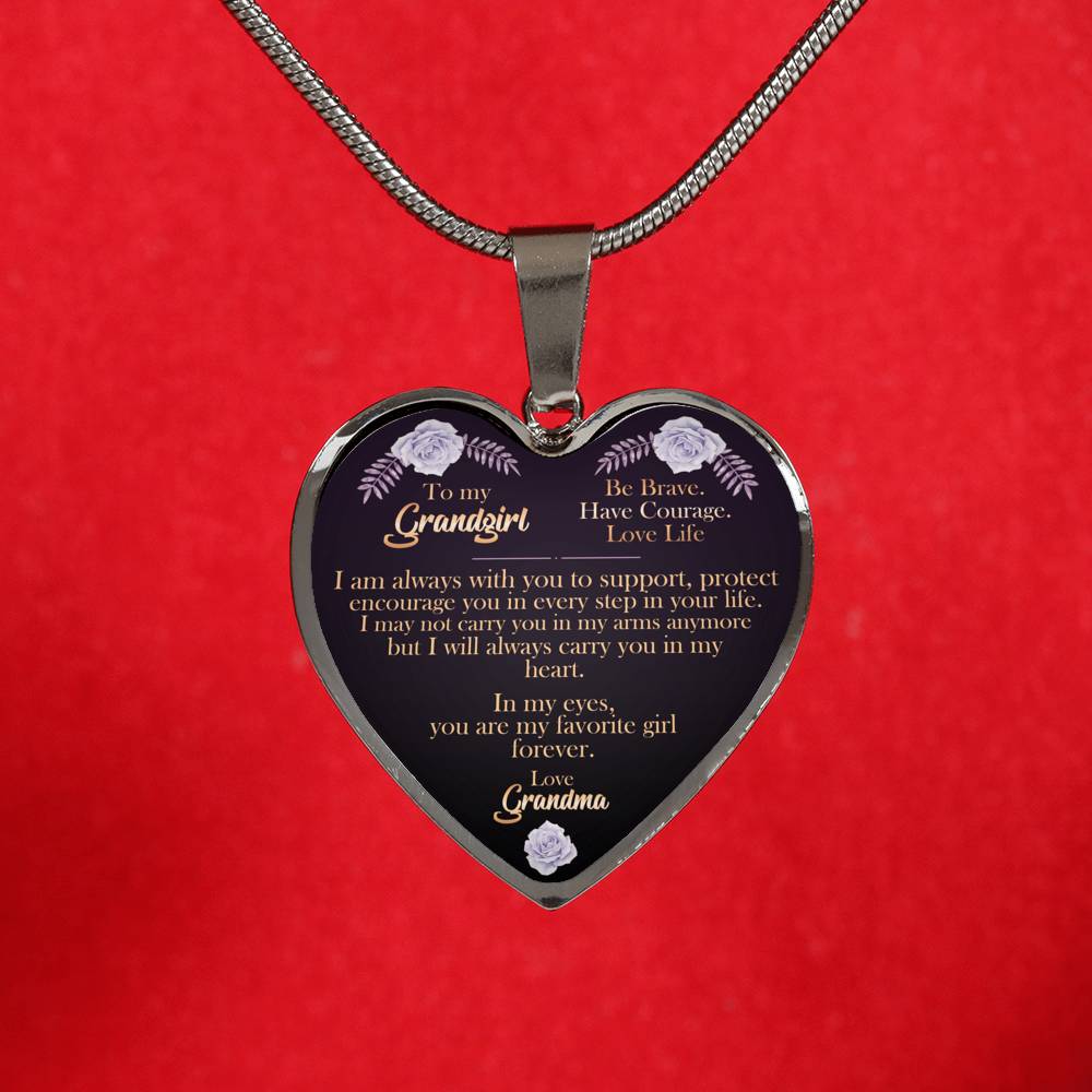 Carry You In My Heart - Gift For Granddaughter Heart Pendant Necklace