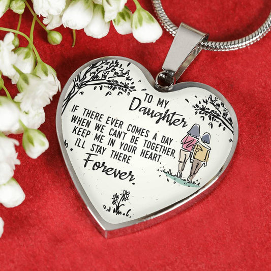 Keep Me In Your Heart - Gift For Daughter From Mom Heart Pendant Necklace