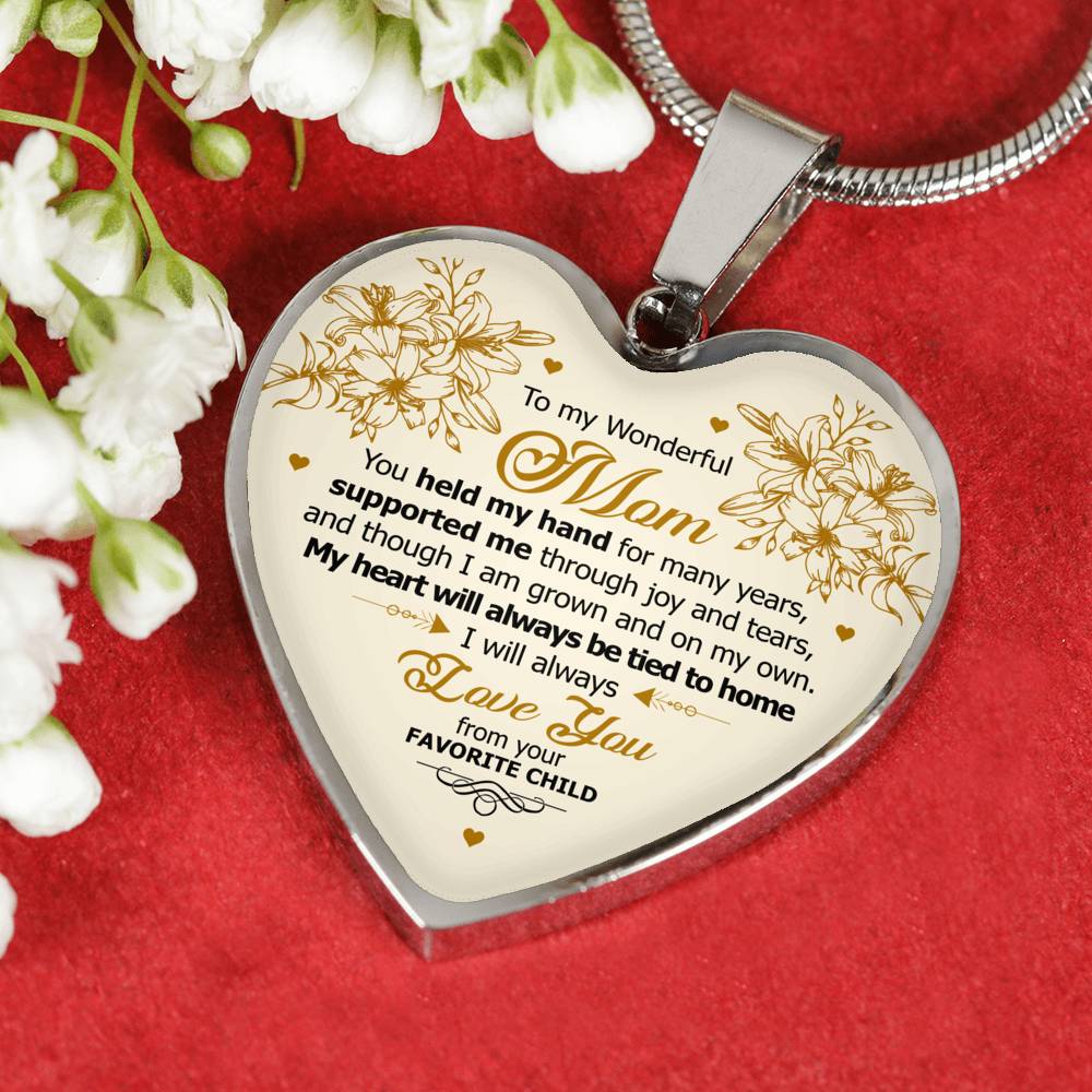 My Heart Will Always Tied To Home - To My Wonderful Mom Heart Pendant Necklace