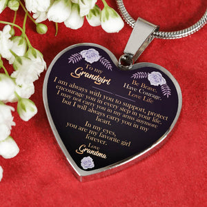 Carry You In My Heart - Gift For Granddaughter Heart Pendant Necklace