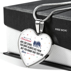 Good Friends Are Like Stars - Gift For Friends Heart Pendant Necklace