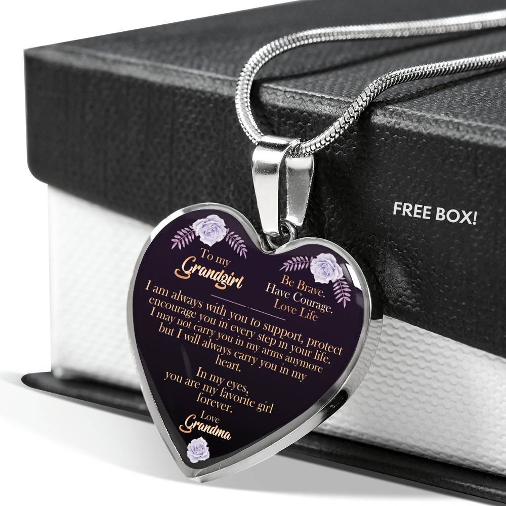 Carry You In My Heart - Gift For Granddaughter Heart Pendant Necklace