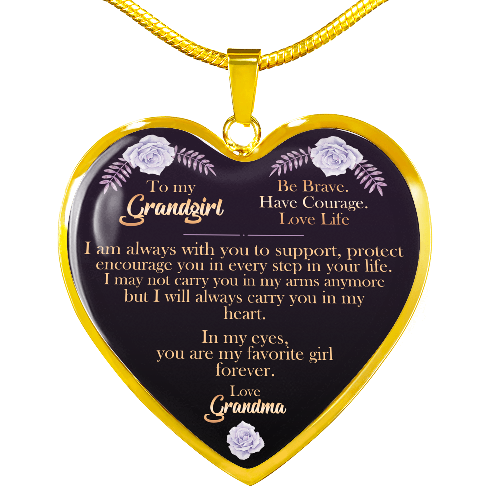 Carry You In My Heart - Gift For Granddaughter Heart Pendant Necklace