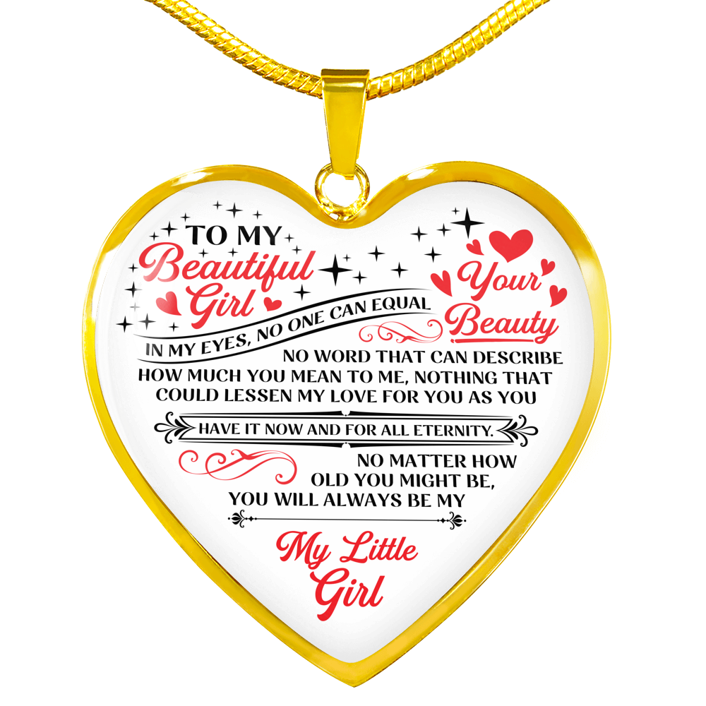 No One Equal To You - To My Daughter Heart Pendant Necklace