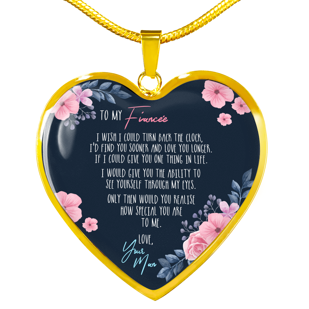 Turn Back The Clock - Gift For Fiancee Heart Pendant Necklace