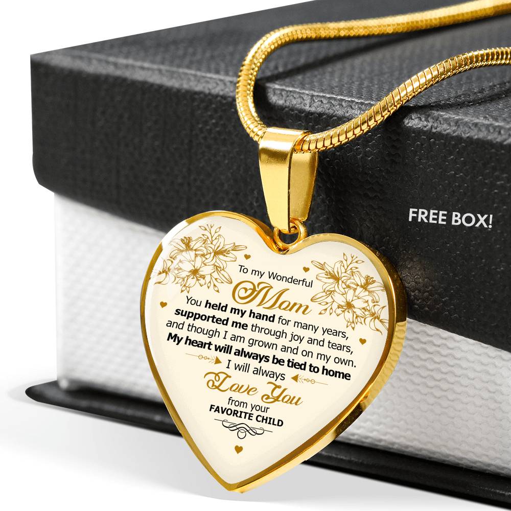 My Heart Will Always Tied To Home - To My Wonderful Mom Heart Pendant Necklace
