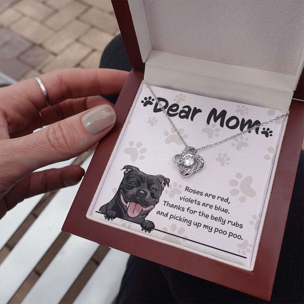 Cane Corso Mom "Belly Rubs Poo Poo" Love Knot Necklace