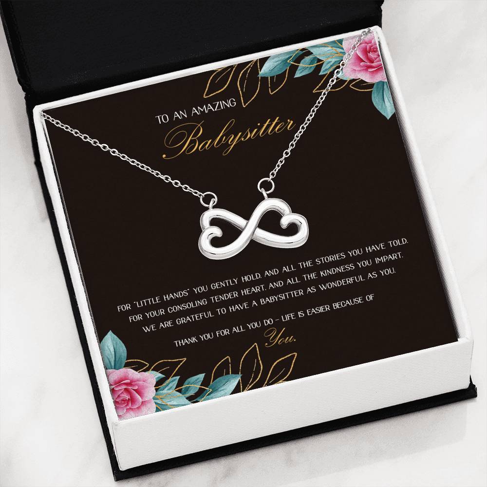 Little Hands You Gently Hold - Gift For Babysitter Infinity Necklace