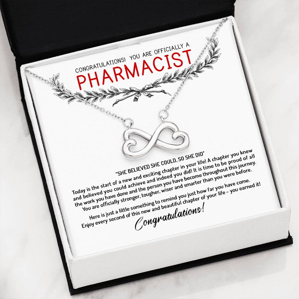She Believed She Could - Graduation Gift For Pharmacist Infinity Necklace