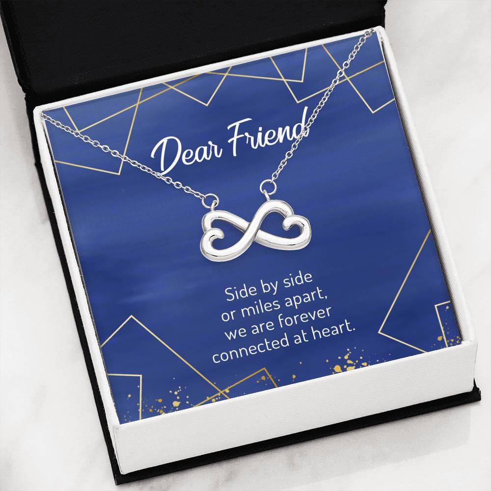 Side By Side Or Miles Apart - Gift For Friend Infinity Necklace