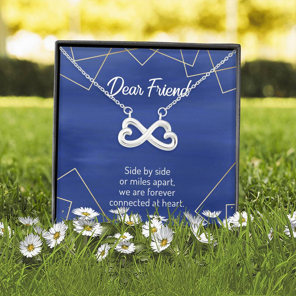 Side By Side Or Miles Apart - Gift For Friend Infinity Necklace