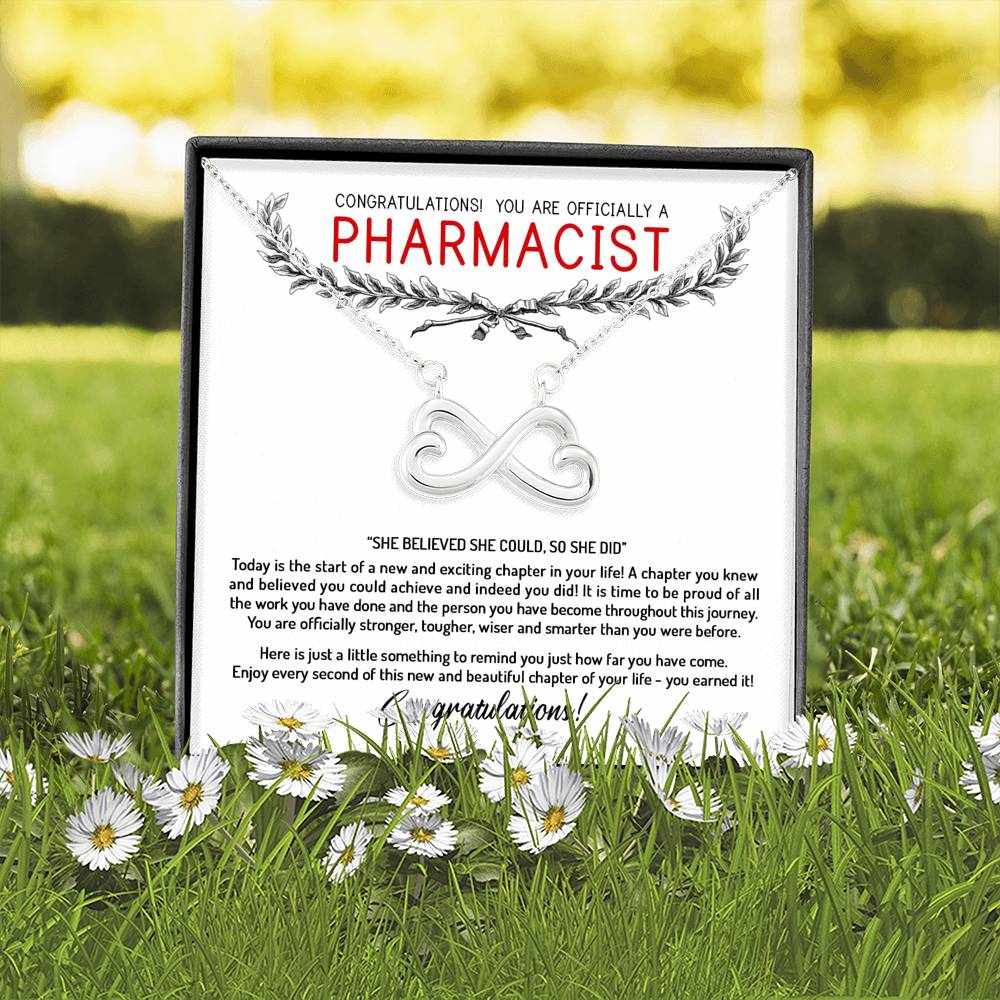 She Believed She Could - Graduation Gift For Pharmacist Infinity Necklace