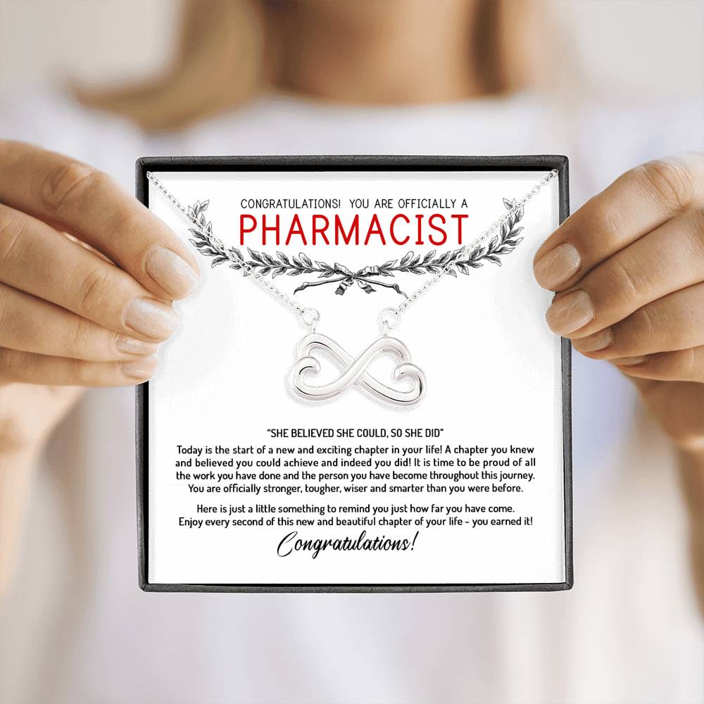 She Believed She Could - Graduation Gift For Pharmacist Infinity Necklace