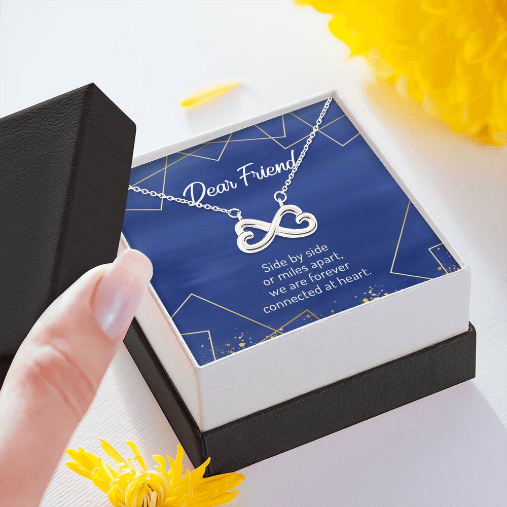 Side By Side Or Miles Apart - Gift For Friend Infinity Necklace