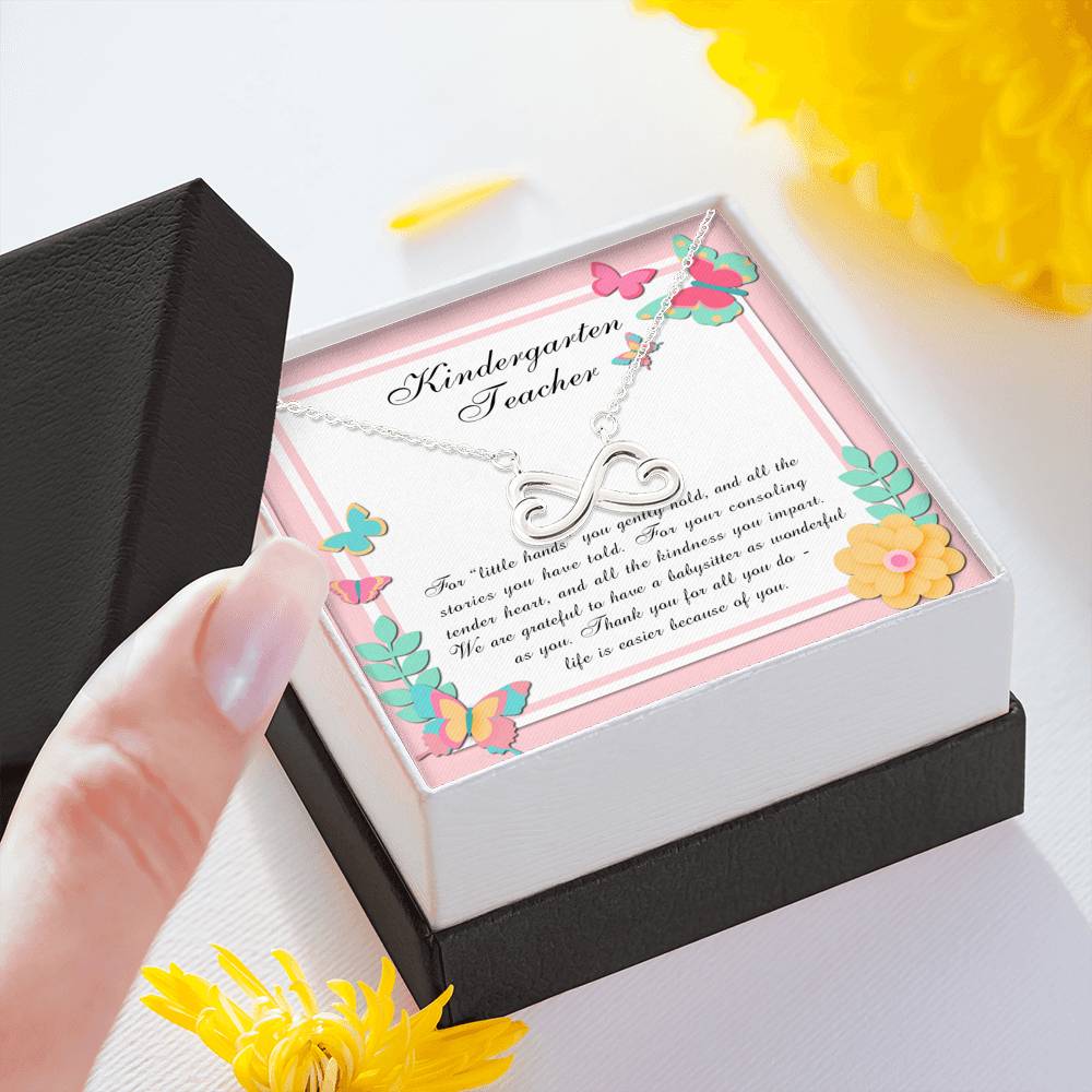 Little Hands You Gently Hold - Gift For Kindergarten Teacher Infinity Necklace