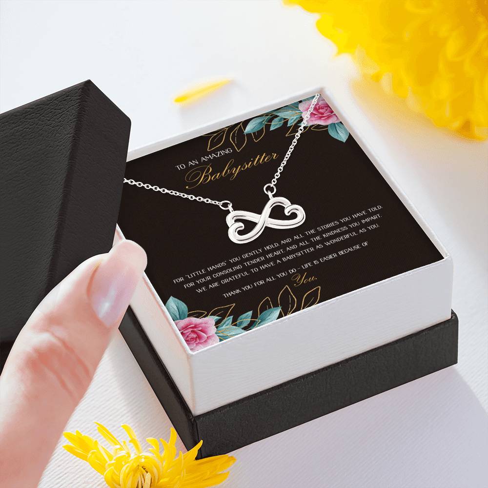 Little Hands You Gently Hold - Gift For Babysitter Infinity Necklace