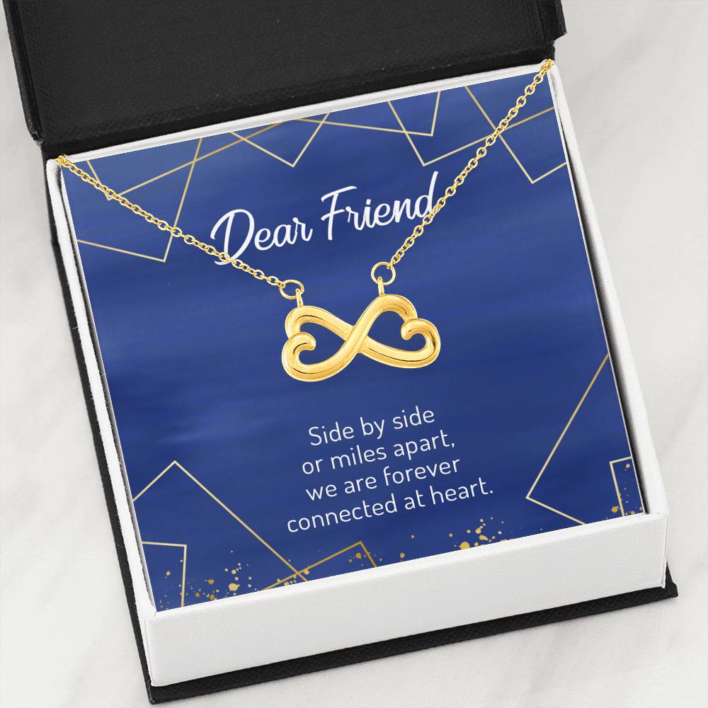 Side By Side Or Miles Apart - Gift For Friend Infinity Necklace