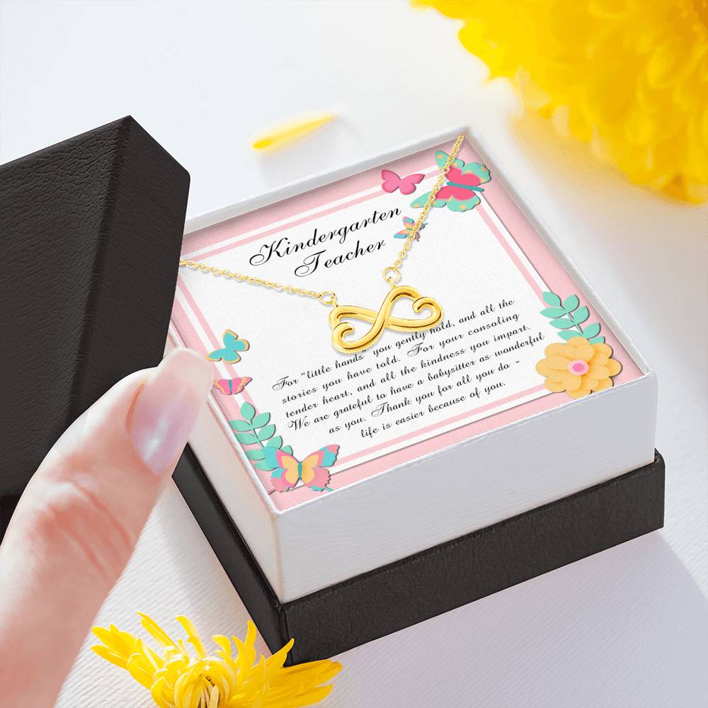 Little Hands You Gently Hold - Gift For Kindergarten Teacher Infinity Necklace