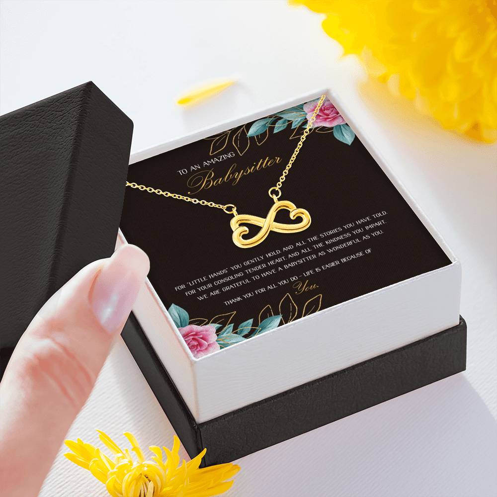 Little Hands You Gently Hold - Gift For Babysitter Infinity Necklace