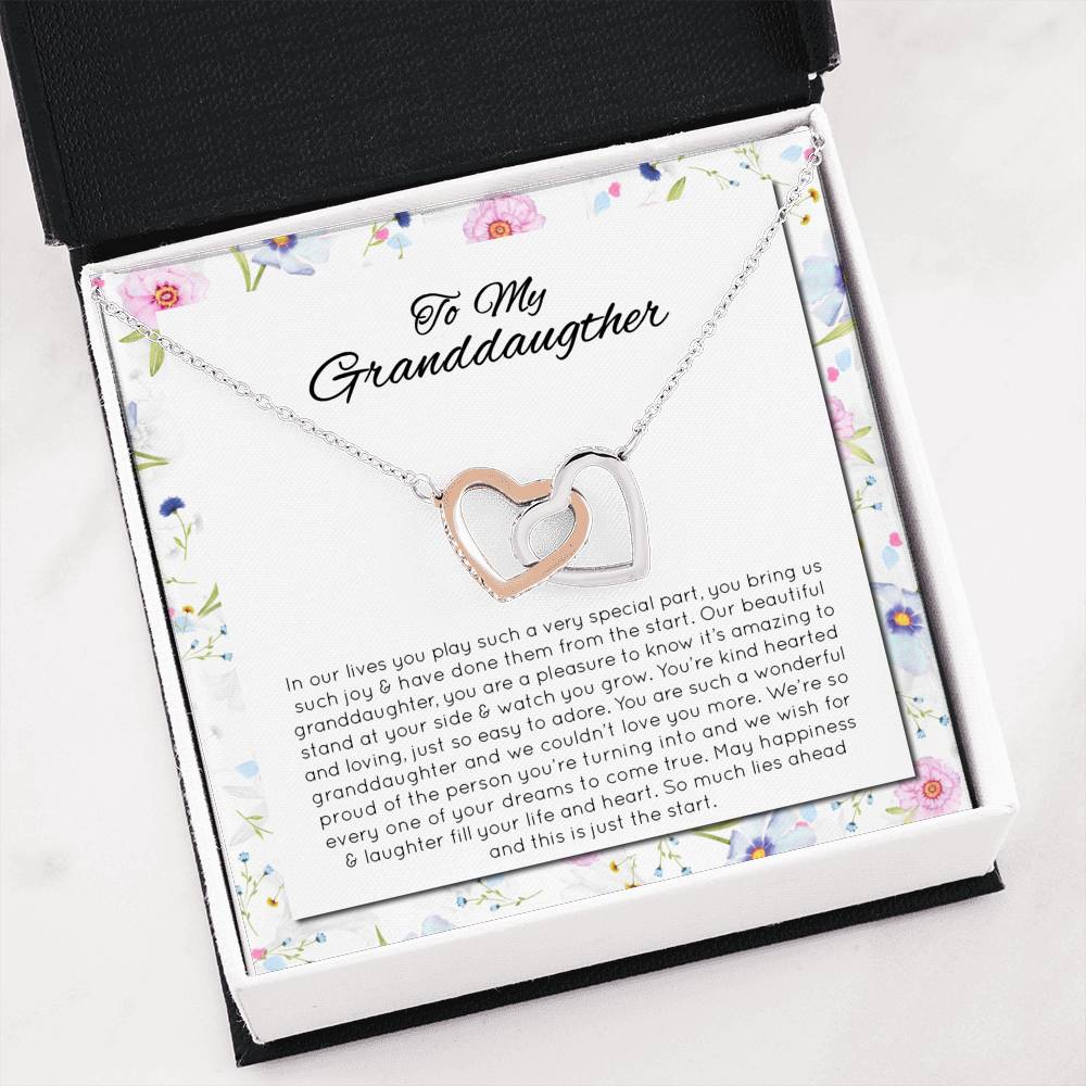 Happiness & Laughter Fill Your Heart - Gift For My Granddaughter  Double Heart Necklace