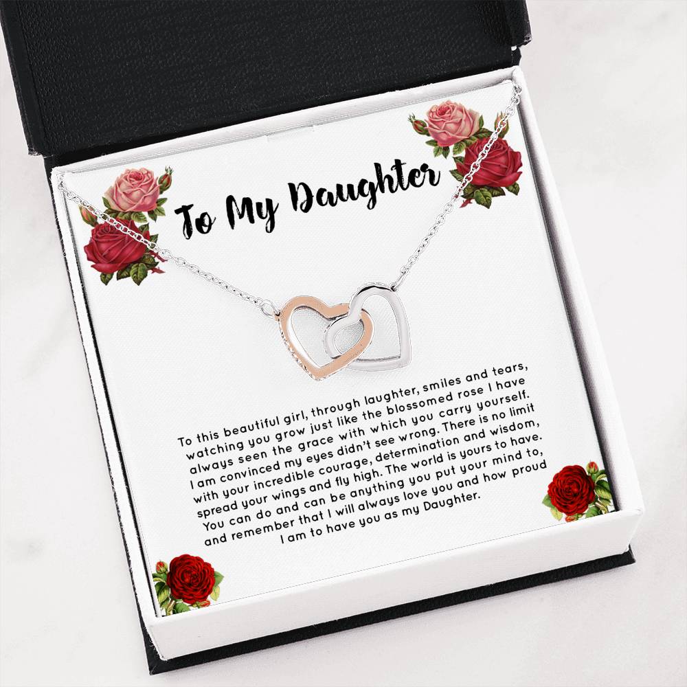 The Blossomed Rose - Gift For My Daughter  Double Heart Necklace