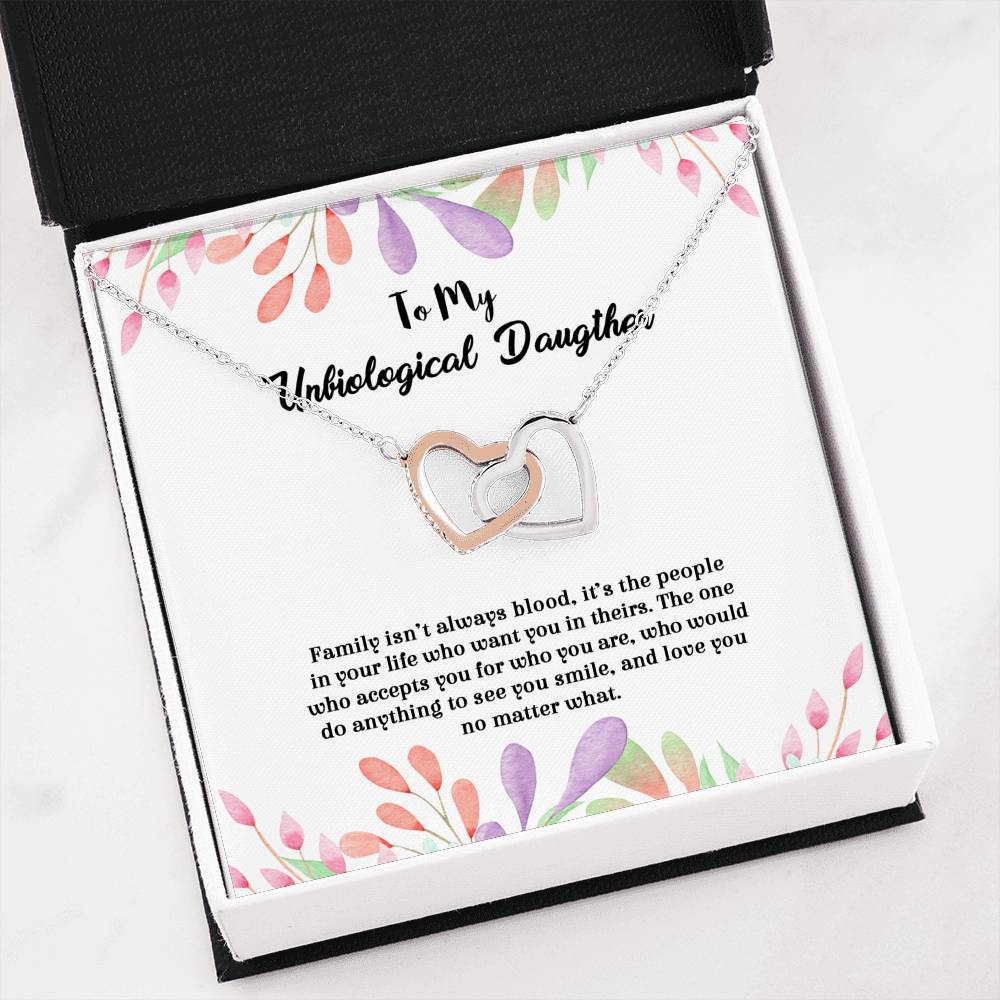 Family Isn't Always Blood - Gift For My Unbiological Daughter Double Heart Necklace