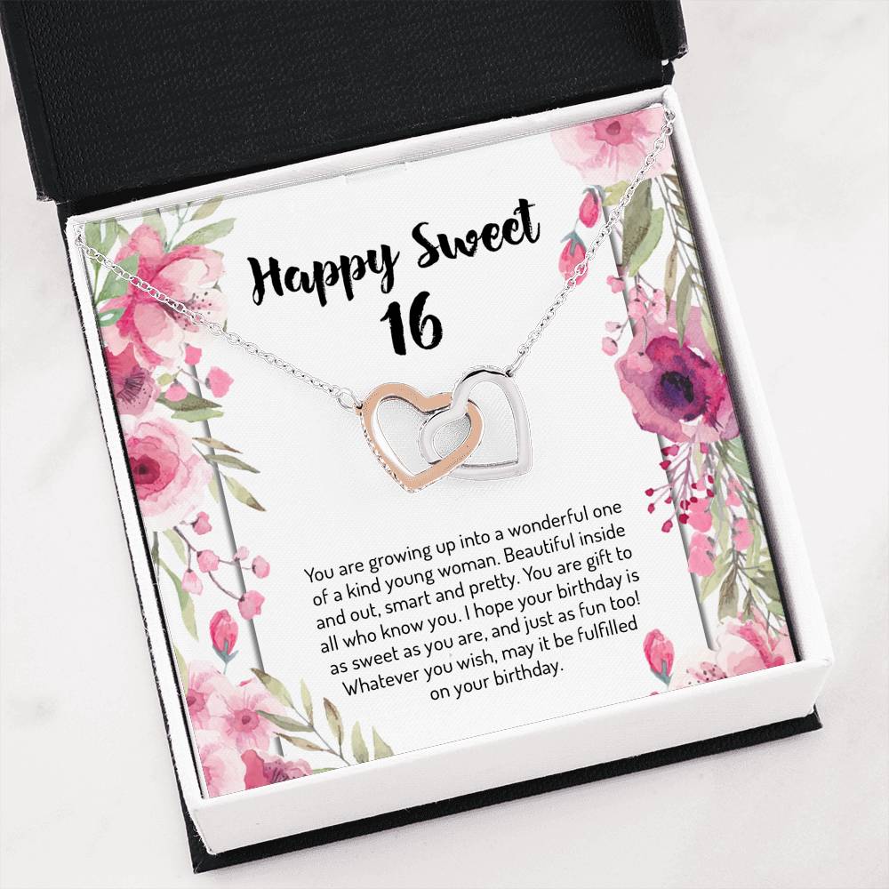 Gift To All Who Know You - Sweet 16 Gifts Double Heart Necklace