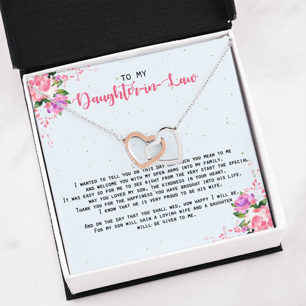 Daughter Given To Me - For My Daughter In Law Double Heart Necklace