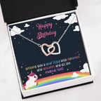 Unicorns And All Magical Stuff - Birthday Gifts Double Heart Necklace
