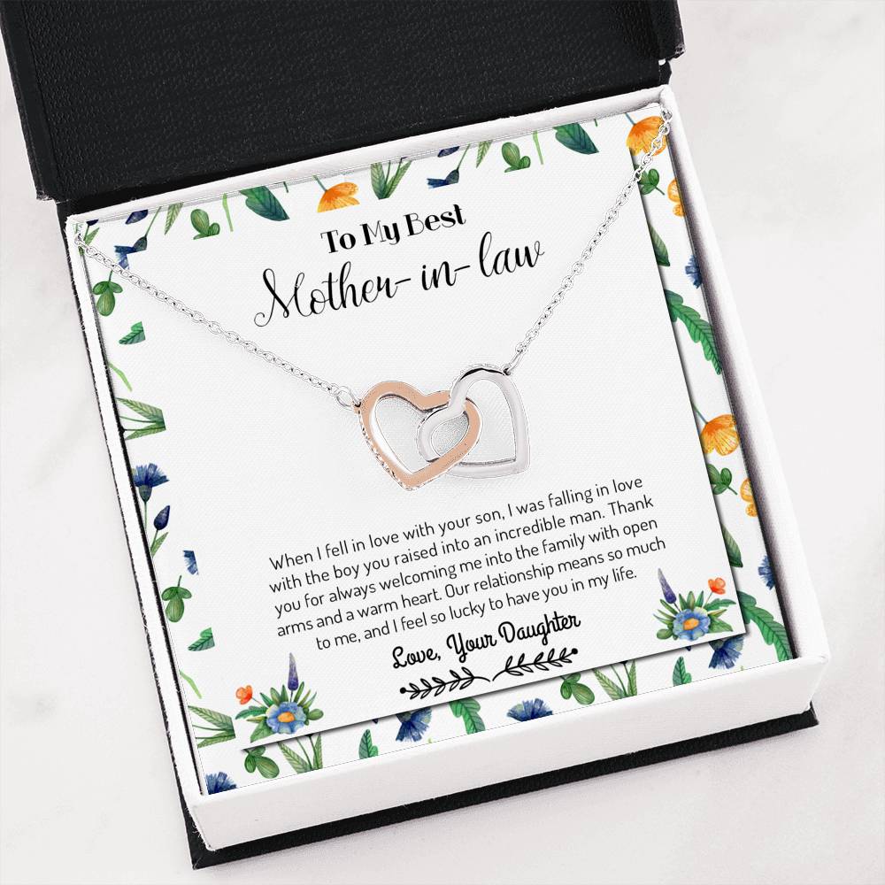 Lucky To Have You - Gift For Mother Of The Groom Double Heart Necklace