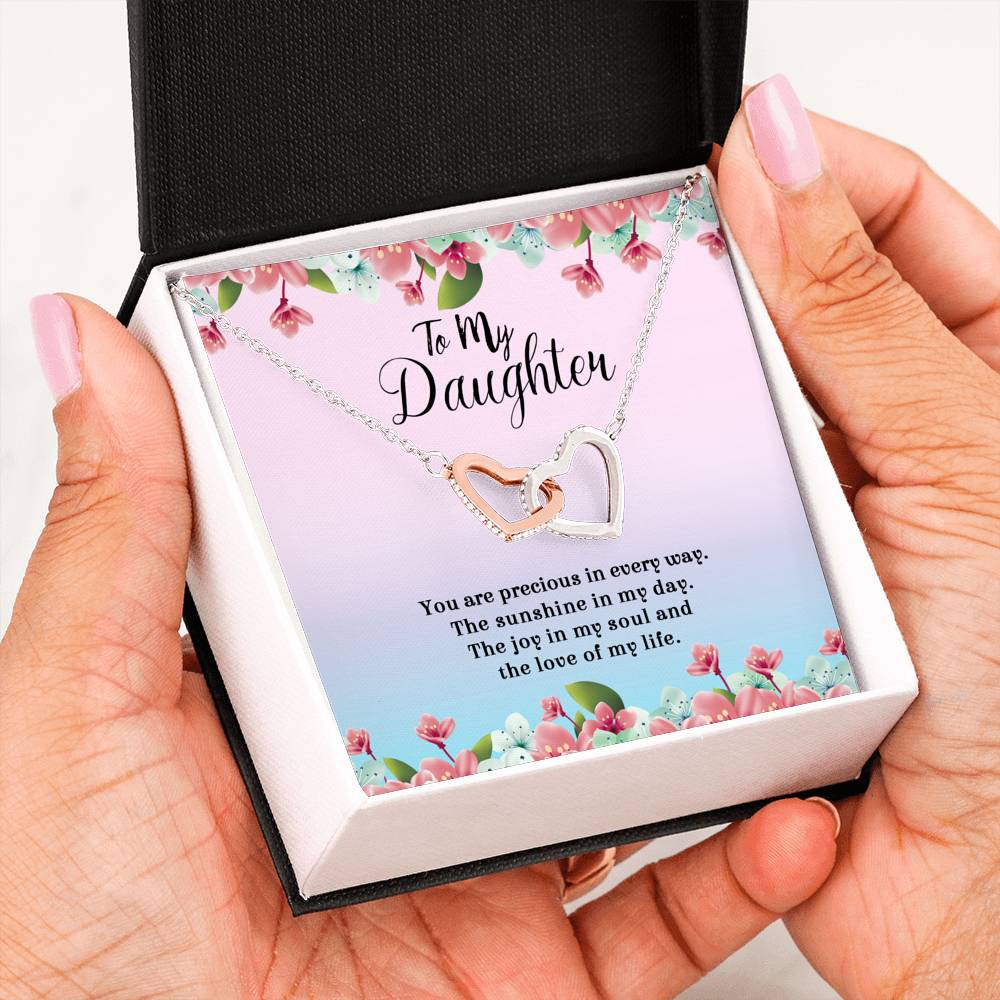 The Sunshine In My Day - Gift For Daughter Double Heart Necklace