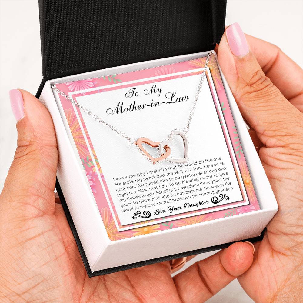 Thank You For Sharing Your Son - Gift For Mother Of The Groom Double Heart Necklace