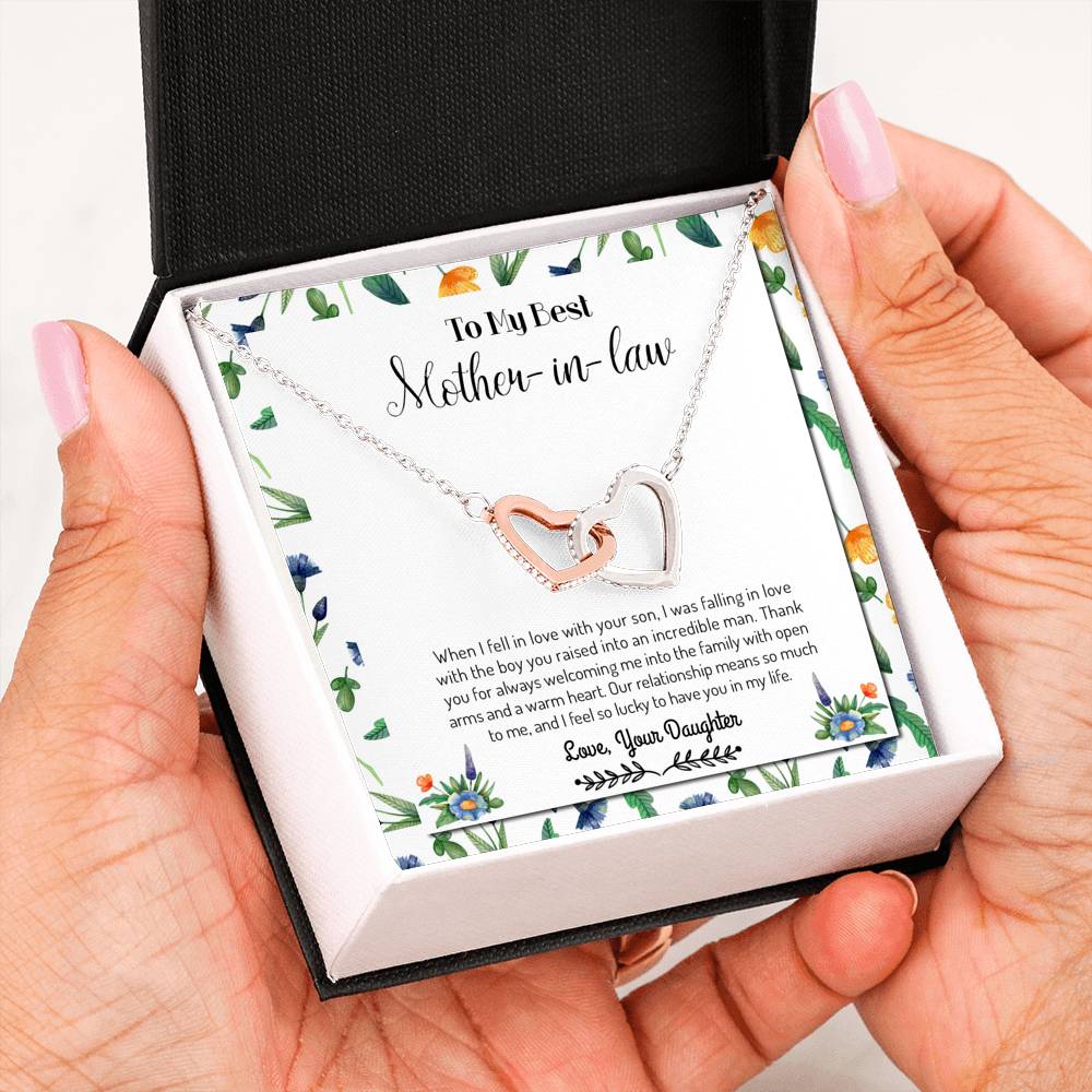 Lucky To Have You - Gift For Mother Of The Groom Double Heart Necklace