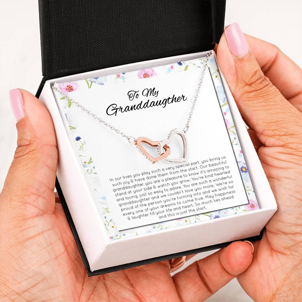 Happiness & Laughter Fill Your Heart - Gift For My Granddaughter  Double Heart Necklace